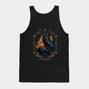 head horse illustration with ornament background Tank Top
